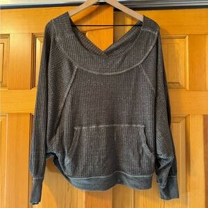 We The Free Green Waffle Knit Top